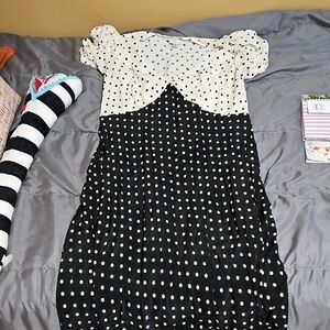 A New Day Black and White Polka Dot Maxi Dress